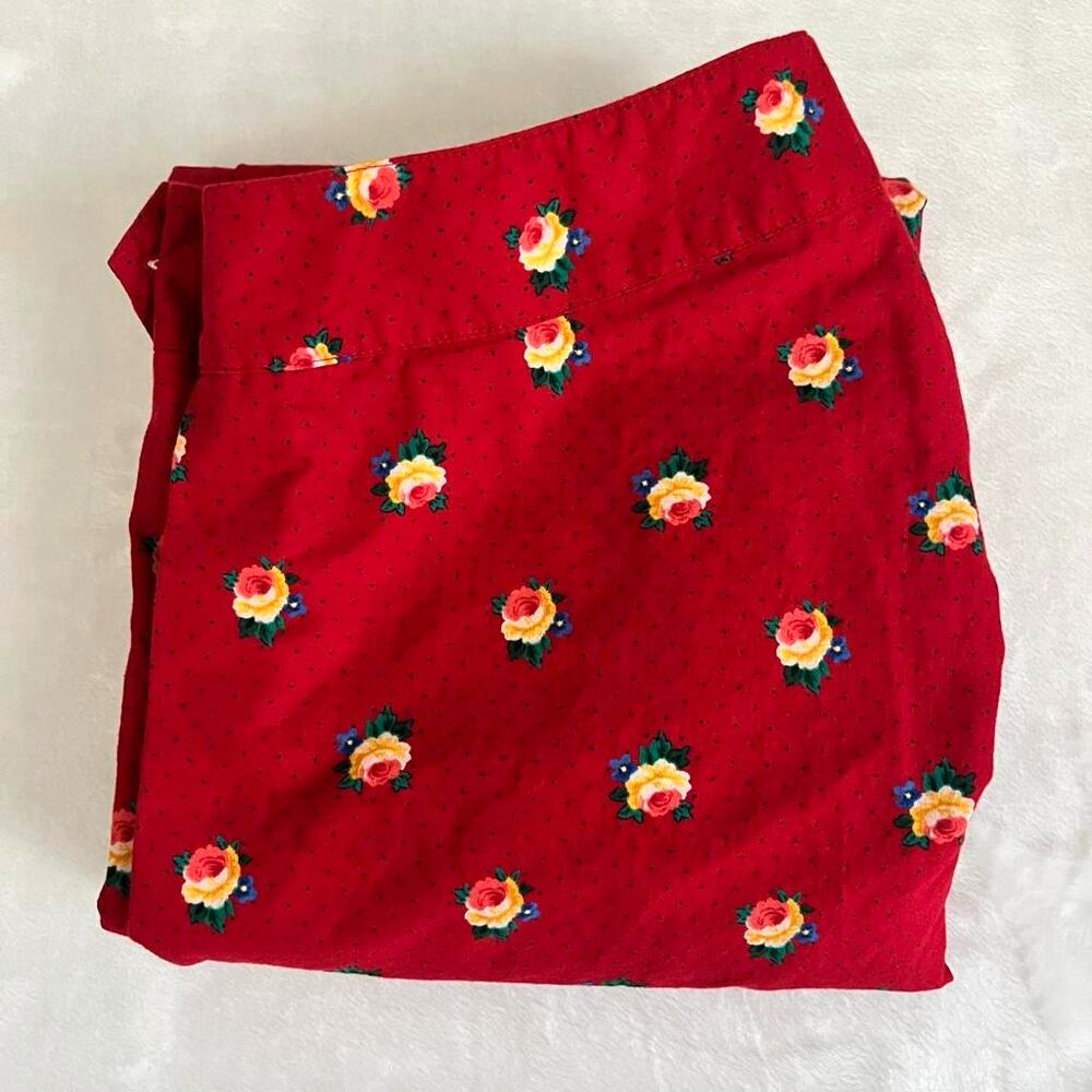 Ralph Lauren Asymmetrical Midi Skirt Size 12 Red Floral Rose Cottage Country - Picture 8 of 8